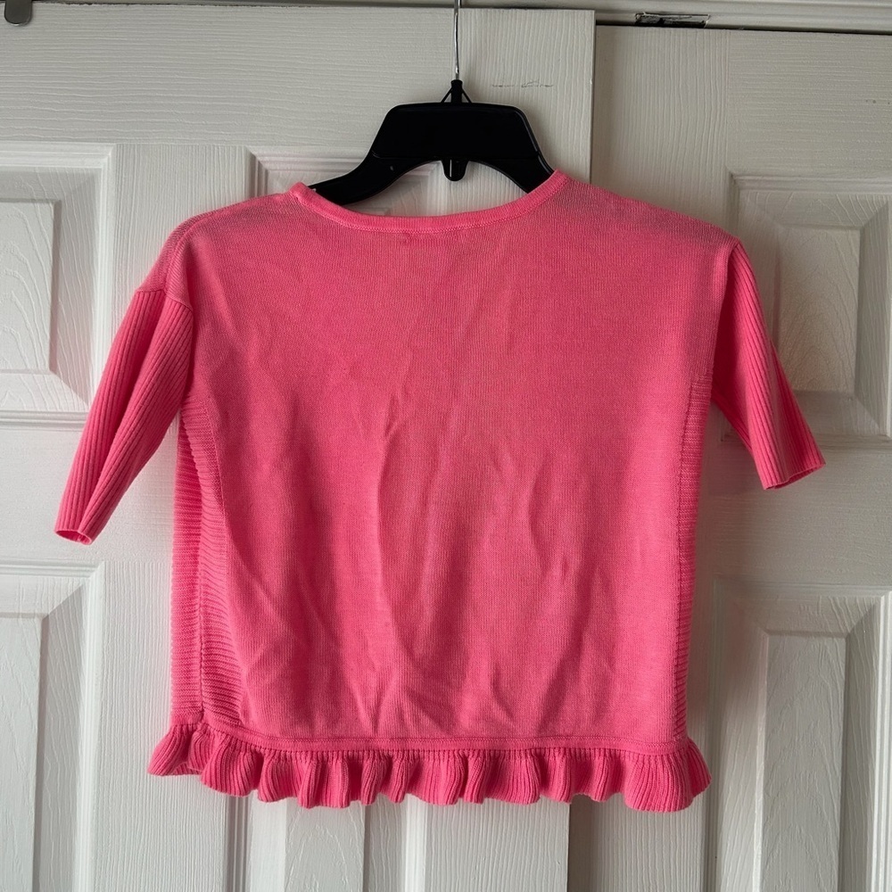 Lilly Pullitzer Girls Ribbed Riffled Knitted Bottom Sweater Top Sz S (4-5) - Picture 5 of 6